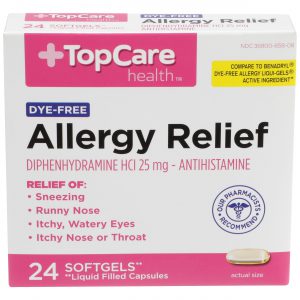 Allergy Relief Diphenhydramine Dye-Free Softgel 24 Ct