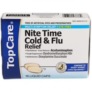 NiteTime Cold & Flu Relief Dye-Free Liquid Caps 16 Ct