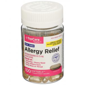 Allergy Relief Diphenhydramine Dye-Free Softgel 100 Ct