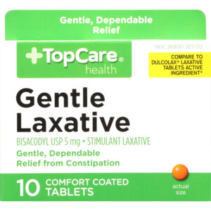 TopCare Health 5 mg Gentle Laxative 10 Comfort Coated Tablets 10 ea