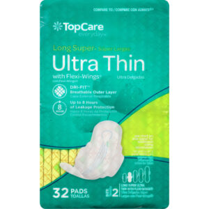 TopCare Everyday Size 2 Long Super With Flexi-Wings Ultra Thin Pads 32 ea