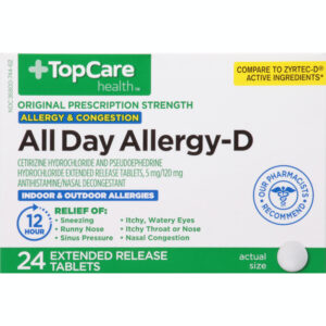 TopCare Health Original Prescription Strength All Day Allergy-D 24 Tablets