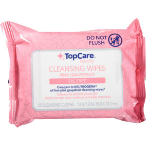 TopCare Beauty Oil Free Pink Grapefruit Cleansing Wipes 25 ea