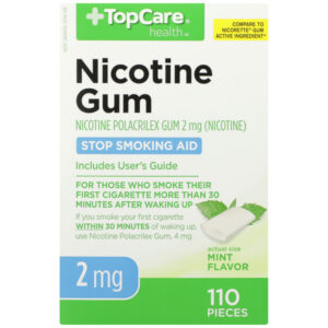 TopCare Health Nicotine Gum 2 mg Mint Flavor Stop Smoking Aid 110 ea