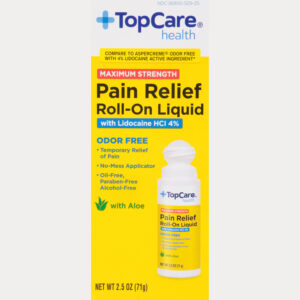 TopCare Health Roll-On Liquid Maximum Strength Pain Relief with Lidocaine HCl 4% 2.5 oz