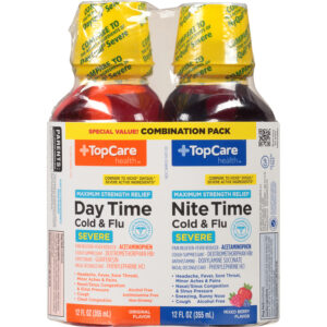 TopCare Health Day Time/Nite Time Maximum Strength Relief Original Flavor/Mixed Berry Flavor Cold & Flu Severe Combination Pack Bottle 2 ea
