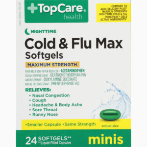 TopCare Health Minis Maximum Strength Nighttime Cold & Flu Max 24 Softgels