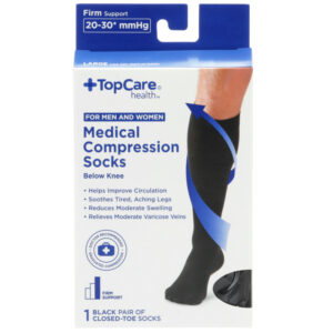 Socks Cmprsn Usx 20-30Mmhg Cldtoe Blk Lg