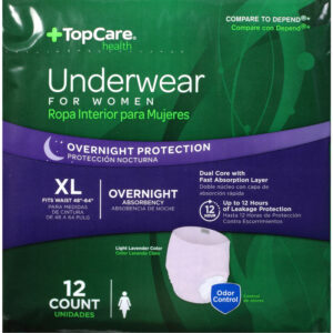 TopCare Health Womens XL Light Lavender Color Overnight Underwear for Women 12 ea