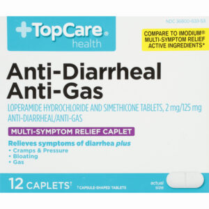 TopCare Health Multi-Symptom Relief Anti-Diarrheal/Anti-Gas 12 Caplets