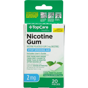 TopCare Health 2 mg Cool Mint Flavor Nicotine Gum 20 Pieces