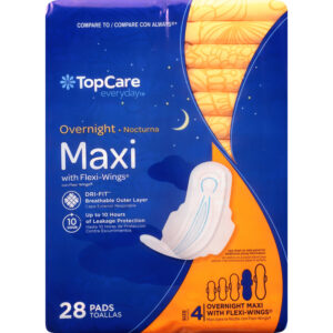 TopCare Everyday Size 4 Overnight Maxi Pads with Flexi-Wings 28 ea