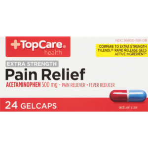 TopCare Health 500 mg Extra Strength Pain Relief 24 Gelcaps