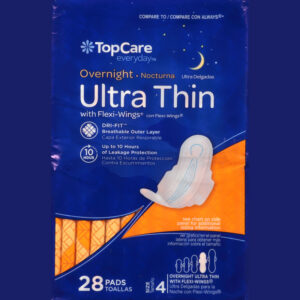 TopCare Everyday Size 4 Overnight Ultra Thin Pads With Flexi Wings 28 ea