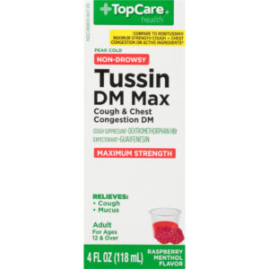 TopCare Health Non-Drowsy Maximum Strength Raspberry Menthol Flavor Tussin DM Max 4 fl oz