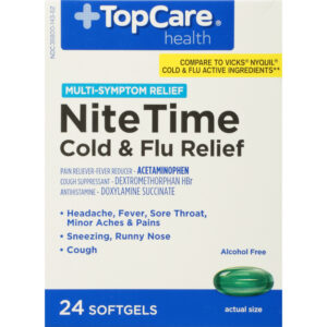 TopCare Health Multi-Symptom Relief NiteTime Cold & Flu Relief 24 Softgels