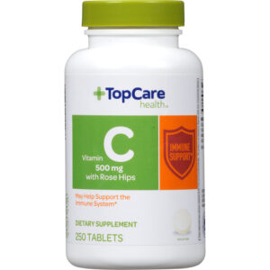 TopCare Health 500 mg Vitamin C with Rose Hips 250 Tablets