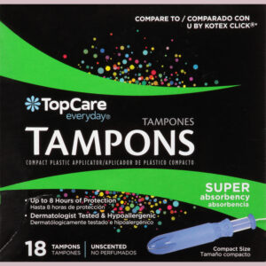 TopCare Everyday Compact Size Super Absorbency Plastic Unscented Tampons Compact Size 18 ea