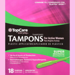 TopCare Everyday Super Absorbency Plastic Unscented Tampons 18 ea