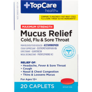 TopCare Health Maximum Strength Mucus Relief 20 Caplets