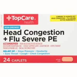 TopCare Health Non-Drowsy Head Congestion + Flu Severe PE 24 Caplets