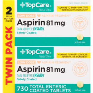 TopCare Health Twin Pack 81 mg Low Dose Aspirin 730 Enteric Coated Tablets