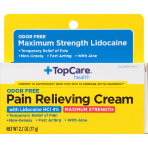 TopCare Health Odor Free Maximum Strength Pain Relieving Cream with Lidocaine HCl 4% 2.7 oz