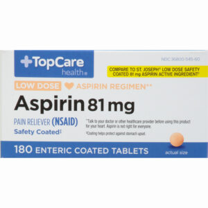 TopCare Health 81 mg  Low Dose Aspirin 180 Enteric Coated Tablets