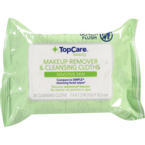 TopCare Beauty Sensitive Skin Makeup Remover & Cleansing Cloths 25 ea