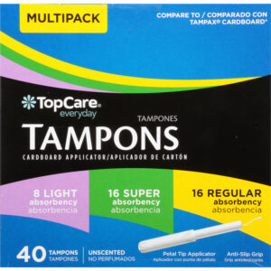 TopCare Everyday Multipack Light/Super/Regular Absorbency Cardboard Unscented Tampons 40 ea