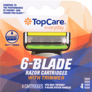 Topcare Everyday 6-Blade With Trimmer Razor Cartridges 4 ea