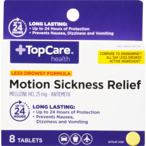 TopCare Health 25 mg Motion Sickness Relief 8 Tablets