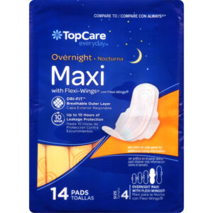 TopCare Everyday Size 4 With Flexi-Wings Maxi Overnight Pads 14 ea