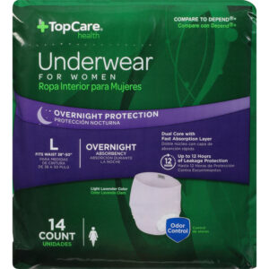 TopCare Health Large Light Lavender Color Overnight Protection Underwear for Women 14 ea