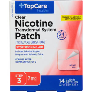 TopCare Health Step 3 Clear Transdermal System Nicotine Patch 7 mg Stop Smoking Aid 14 ea