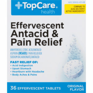 TopCare Health Effervescent Tablets Original Flavor Antacid & Pain Relief 36 ea