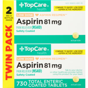 TopCare Health Twin Pack 81 mg Low Dose Aspirin 730 Enteric Coated Tablets