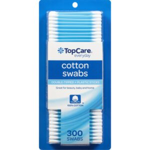 TopCare Everyday Double-Tipped Plastic Sticks Cotton Swabs 300 ea