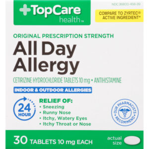 TopCare Health 10 mg Original Prescription Strength All Day Allergy 30 Tablets