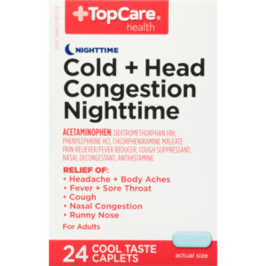 TopCare Health Nighttime Cold + Head Congestion 24 Caplets