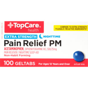 TopCare Health Extra Strength Pain Relief PM 100 Geltabs