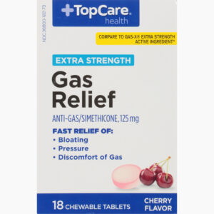 TopCare Health Extra Strength 125 mg Cherry Flavor Gas Relief 18 Chewable Tablets