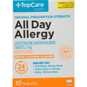 TopCare Health 5 mg Original Prescription Strength All Day Allergy 10 Tablets