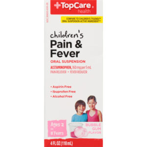 TopCare Health 160 mg Children's Oral Suspension Bubble Gum Flavor Pain & Fever 4 fl oz