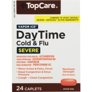 TopCare Health Vapor Ice Maximum Strength Severe DayTime Cold & Flu 24 Caplets