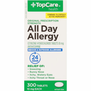 TopCare Health Original Prescription Strength 10 mg All Day Allergy 300 Tablets