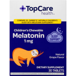 Topcare Health Children's Chewable 1 Mg Tablets Natural Grape Flavor Melatonin 30 30 ea Box