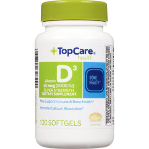TopCare Health 50 mcg Super Strength Vitamin D3 100 Softgels