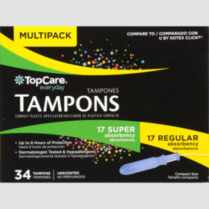 TopCare Everyday Multipack Super/Regular Absorbency Compact Plastic Applicator Unscented Tampons Multipack 34 ea