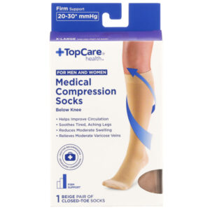 Socks Cmprsn Usx 20-30Mmhg Cldtoe Bge Xl